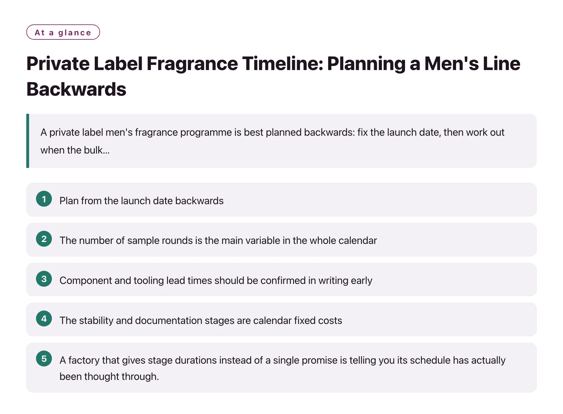 Private Label Fragrance Timeline: Planning a Men's Line Backwards——全文要点速览